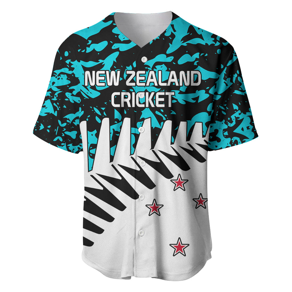 New Zealand Cricket Baseball Jersey Black Cap Sporty Style No2 LT9 Auqua - Polynesian Pride