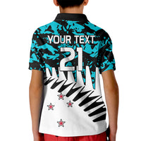 (Custom Text And Number) New Zealand Cricket Kid Polo Shirt Black Cap Sporty Style No2 LT9 - Polynesian Pride