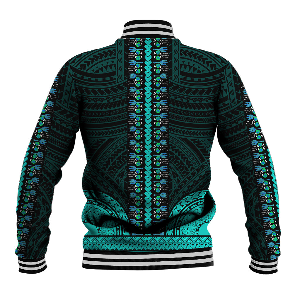 African Dashiki Baseball Jacket With Polynesian Pattern - Teal LT9 - Polynesian Pride