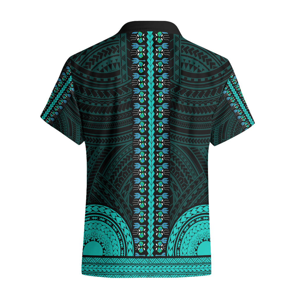 African Dashiki Hawaiian Shirt With Polynesian Pattern - Teal LT9 - Polynesian Pride