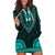 African Dashiki Hoodie Dress With Polynesian Pattern - Teal LT9 Teal - Polynesian Pride