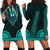 African Dashiki Hoodie Dress With Polynesian Pattern - Teal LT9 - Polynesian Pride