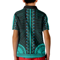 African Dashiki Kid Polo Shirt With Polynesian Pattern - Teal LT9 - Polynesian Pride