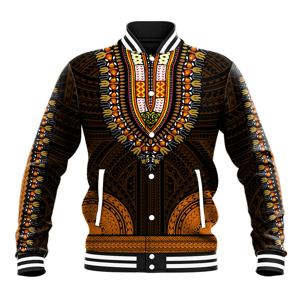 African Dashiki Baseball Jacket With Polynesian Pattern - Gold LT9 Unisex Gold - Polynesian Pride