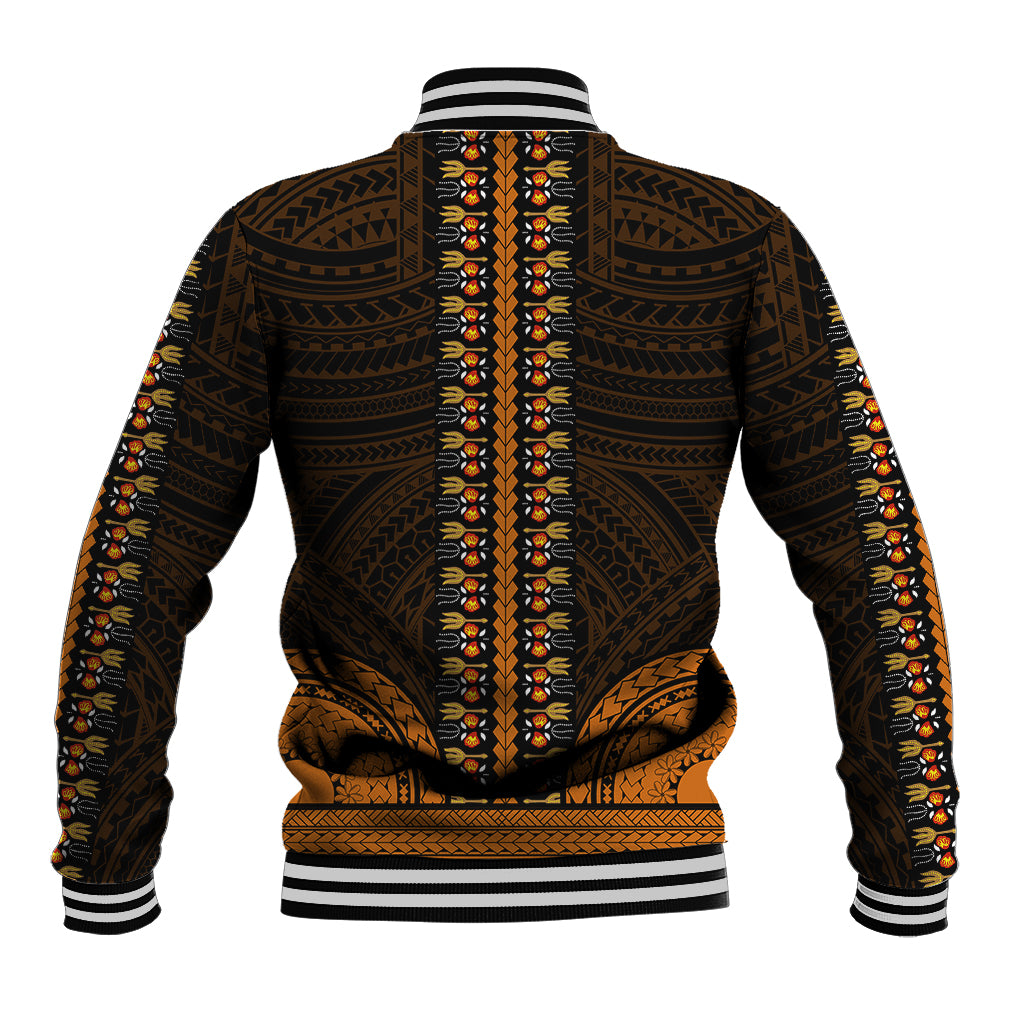 African Dashiki Baseball Jacket With Polynesian Pattern - Gold LT9 - Polynesian Pride