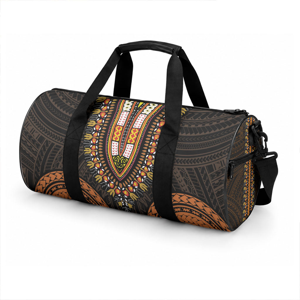 African Dashiki With Polynesian Pattern Gold Duffle Bag LT9 - Polynesian Pride