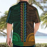 African Dashiki Hawaiian Shirt With Polynesian Pattern - Half Green and Gold LT9 - Polynesian Pride