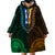 African Dashiki Wearable Blanket Hoodie With Polynesian Pattern - Half Green and Gold LT9 - Polynesian Pride