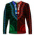 African Dashiki Long Sleeve Shirt With Polynesian Pattern - Half Green and Red LT9 Unisex Green and Red - Polynesian Pride