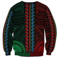 African Dashiki Sweatshirt With Polynesian Pattern - Half Green and Red LT9