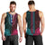 African Dashiki Men Tank Top With Polynesian Pattern - Half Teal and Pink LT9 - Polynesian Pride