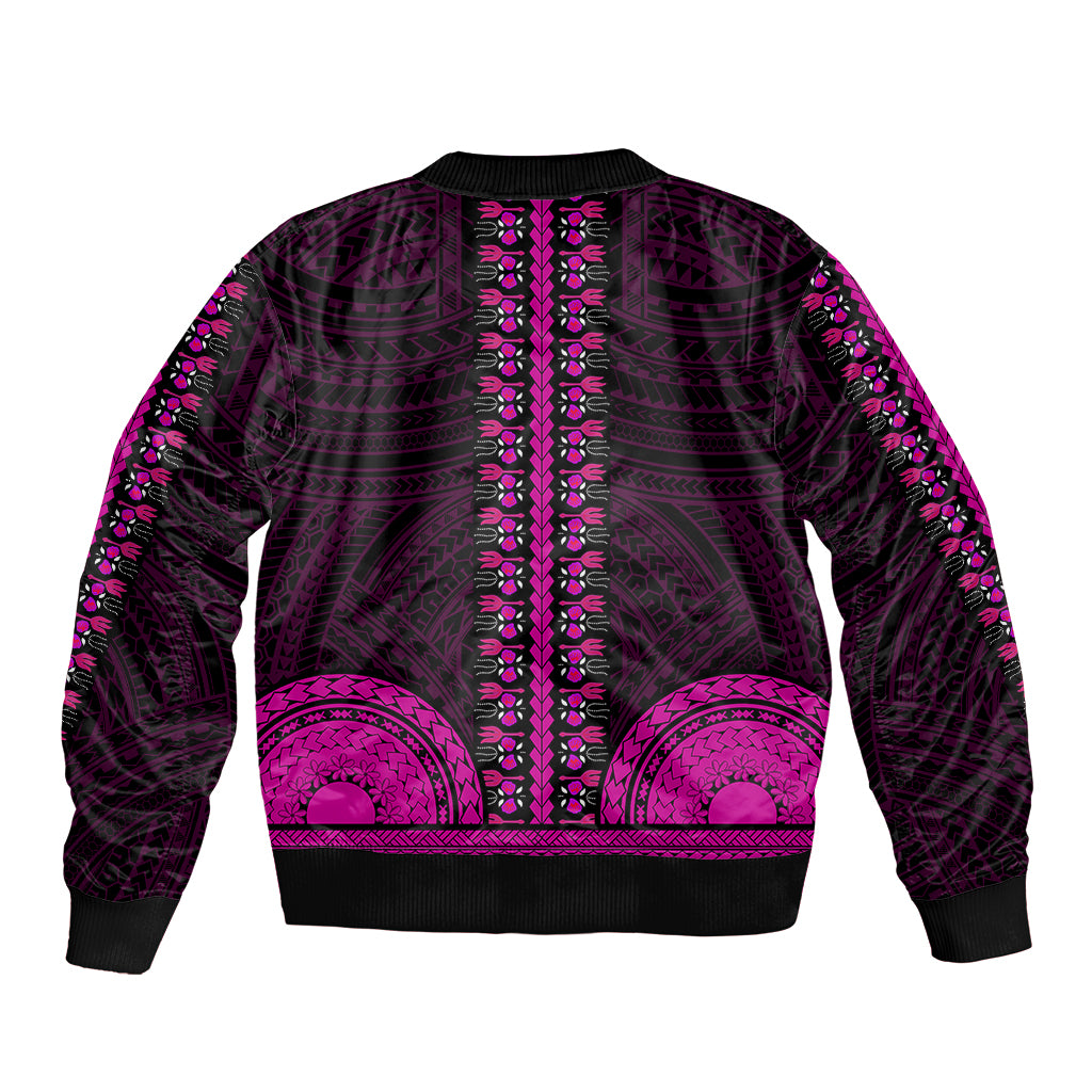 African Dashiki Bomber Jacket With Polynesian Pattern - Pink LT9 - Polynesian Pride