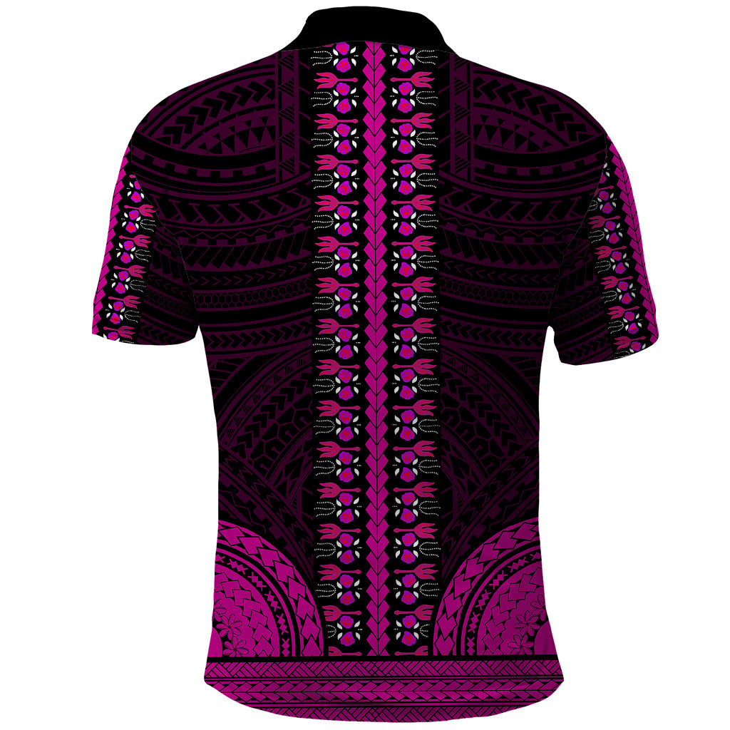 African Dashiki Polo Shirt With Polynesian Pattern Pink LT9 - Polynesian Pride