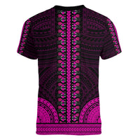 African Dashiki Women V Neck T Shirt With Polynesian Pattern - Pink LT9 - Polynesian Pride