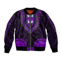 African Dashiki Bomber Jacket With Polynesian Pattern - Purple LT9 Unisex Purple - Polynesian Pride