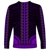 African Dashiki Long Sleeve Shirt With Polynesian Pattern - Purple LT9 - Polynesian Pride