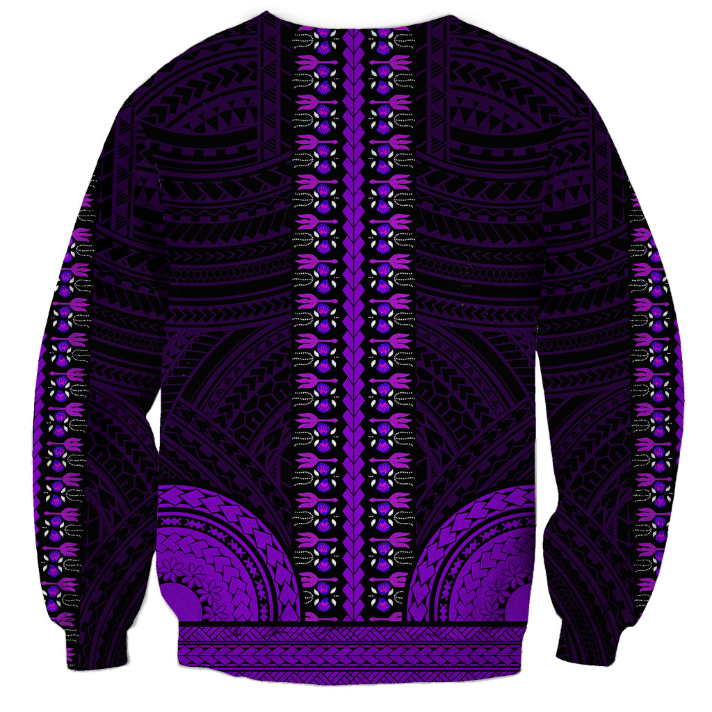 African Dashiki Sweatshirt With Polynesian Pattern - Purple LT9 - Polynesian Pride