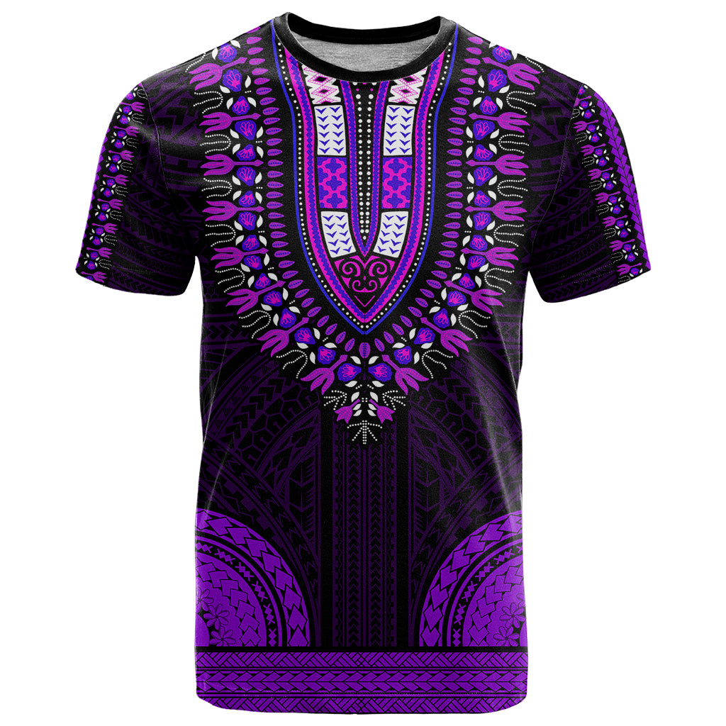 African Dashiki T Shirt With Polynesian Pattern Purple LT9 Purple - Polynesian Pride