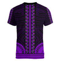 African Dashiki Women V Neck T Shirt With Polynesian Pattern - Purple LT9 - Polynesian Pride