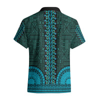 African Dashiki Hawaiian Shirt With Tapa Pattern - Teal LT9 - Polynesian Pride