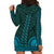 African Dashiki Hoodie Dress With Tapa Pattern - Teal LT9 - Polynesian Pride