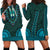 African Dashiki Hoodie Dress With Tapa Pattern - Teal LT9 - Polynesian Pride