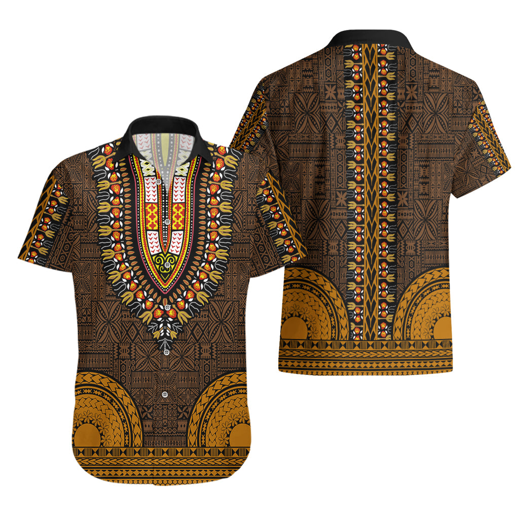 African Dashiki Hawaiian Shirt With Tapa Pattern - Gold LT9 - Polynesian Pride