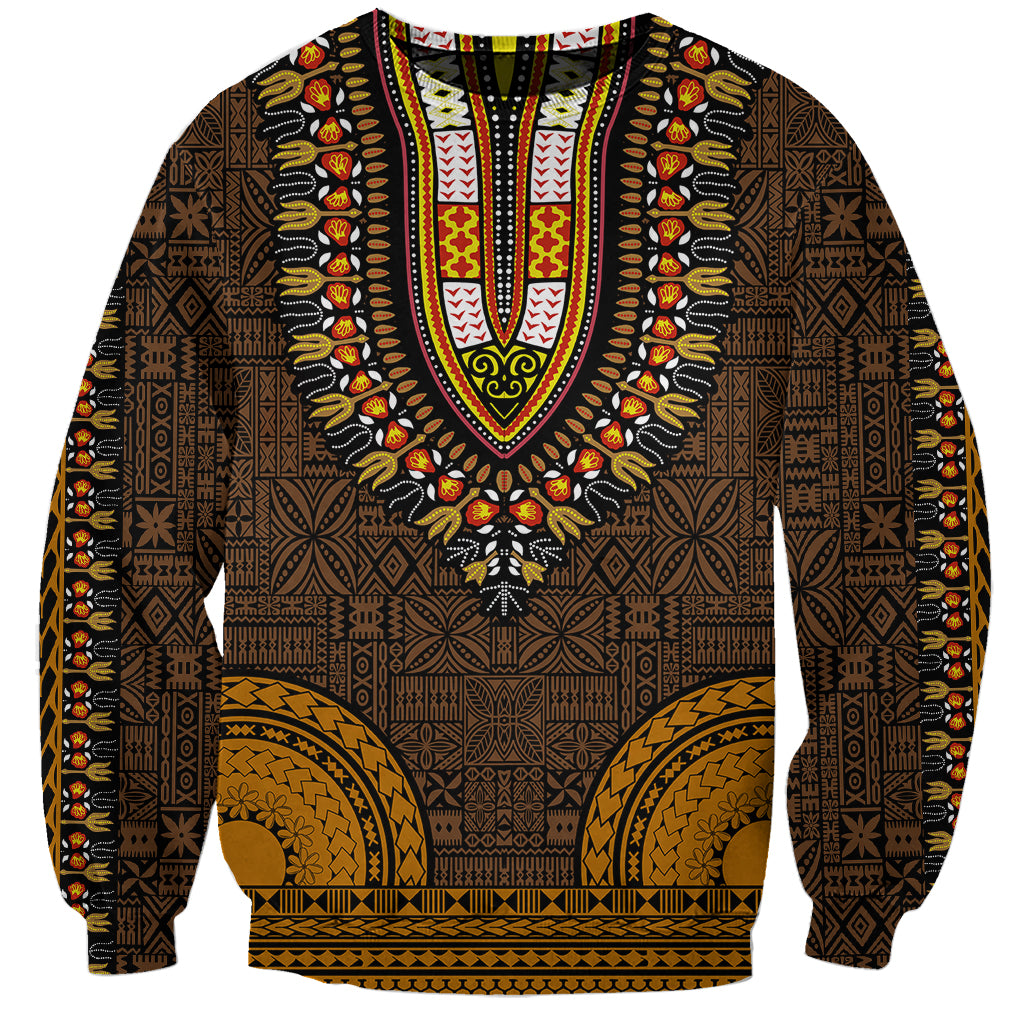 African Dashiki Sweatshirt With Tapa Pattern - Gold LT9 Unisex Gold - Polynesian Pride