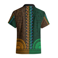 African Dashiki Hawaiian Shirt With Tapa Pattern - Half Green and Gold LT9 - Polynesian Pride