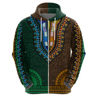 African Dashiki Hoodie With Tapa Pattern Half Green and Gold LT9 - Polynesian Pride