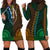 African Dashiki Hoodie Dress With Tapa Pattern - Half Green and Gold LT9 - Polynesian Pride