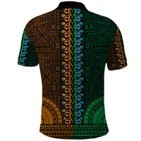 African Dashiki Polo Shirt With Tapa Pattern Half Green and Gold LT9 - Polynesian Pride