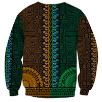 African Dashiki Sweatshirt With Tapa Pattern - Half Green and Gold LT9 - Polynesian Pride