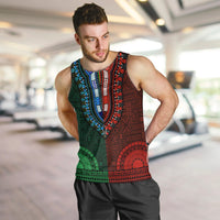 African Dashiki Men Tank Top With Tapa Pattern - Half Green and Red LT9 - Polynesian Pride