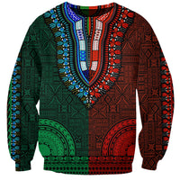 African Dashiki Sweatshirt With Tapa Pattern - Half Green and Red LT9 Unisex Green and Red - Polynesian Pride
