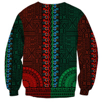 African Dashiki Sweatshirt With Tapa Pattern - Half Green and Red LT9 - Polynesian Pride
