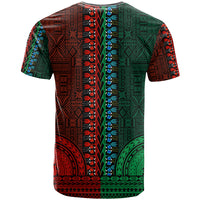 African Dashiki T Shirt With Tapa Pattern Half Green and Red LT9 - Polynesian Pride
