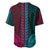 African Dashiki Baseball Jersey With Tapa Pattern - Half Teal and Pink LT9 - Polynesian Pride