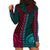 African Dashiki Hoodie Dress With Tapa Pattern - Half Teal and Pink LT9 - Polynesian Pride