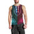 African Dashiki Men Tank Top With Tapa Pattern - Half Teal and Pink LT9 - Polynesian Pride