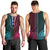 African Dashiki Men Tank Top With Tapa Pattern - Half Teal and Pink LT9 - Polynesian Pride