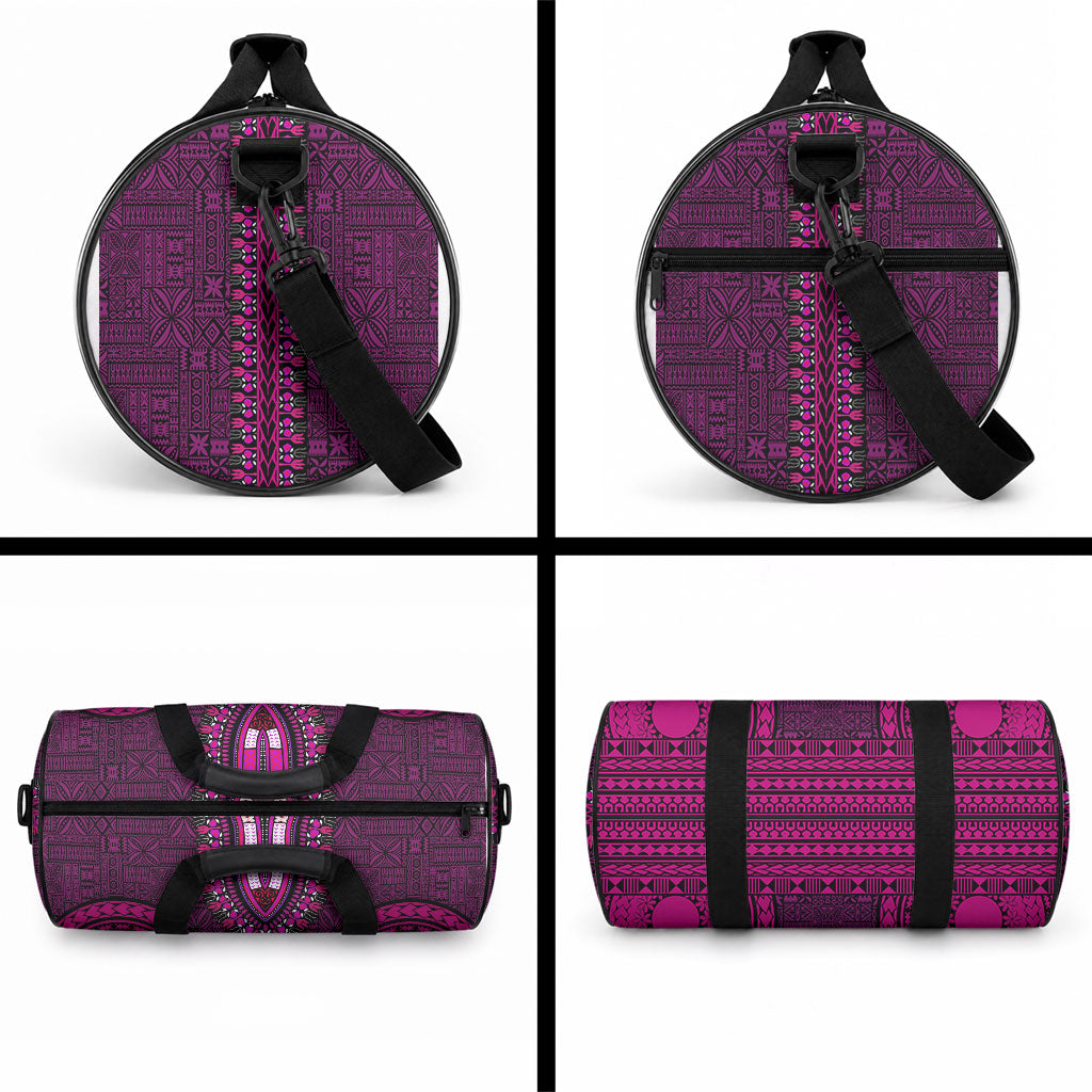 African Dashiki With Tapa Pattern - Pink Duffle Bag LT9 - Polynesian Pride