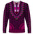 African Dashiki Long Sleeve Shirt With Tapa Pattern - Pink LT9 Unisex Pink - Polynesian Pride