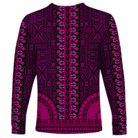 African Dashiki Long Sleeve Shirt With Tapa Pattern - Pink LT9 - Polynesian Pride