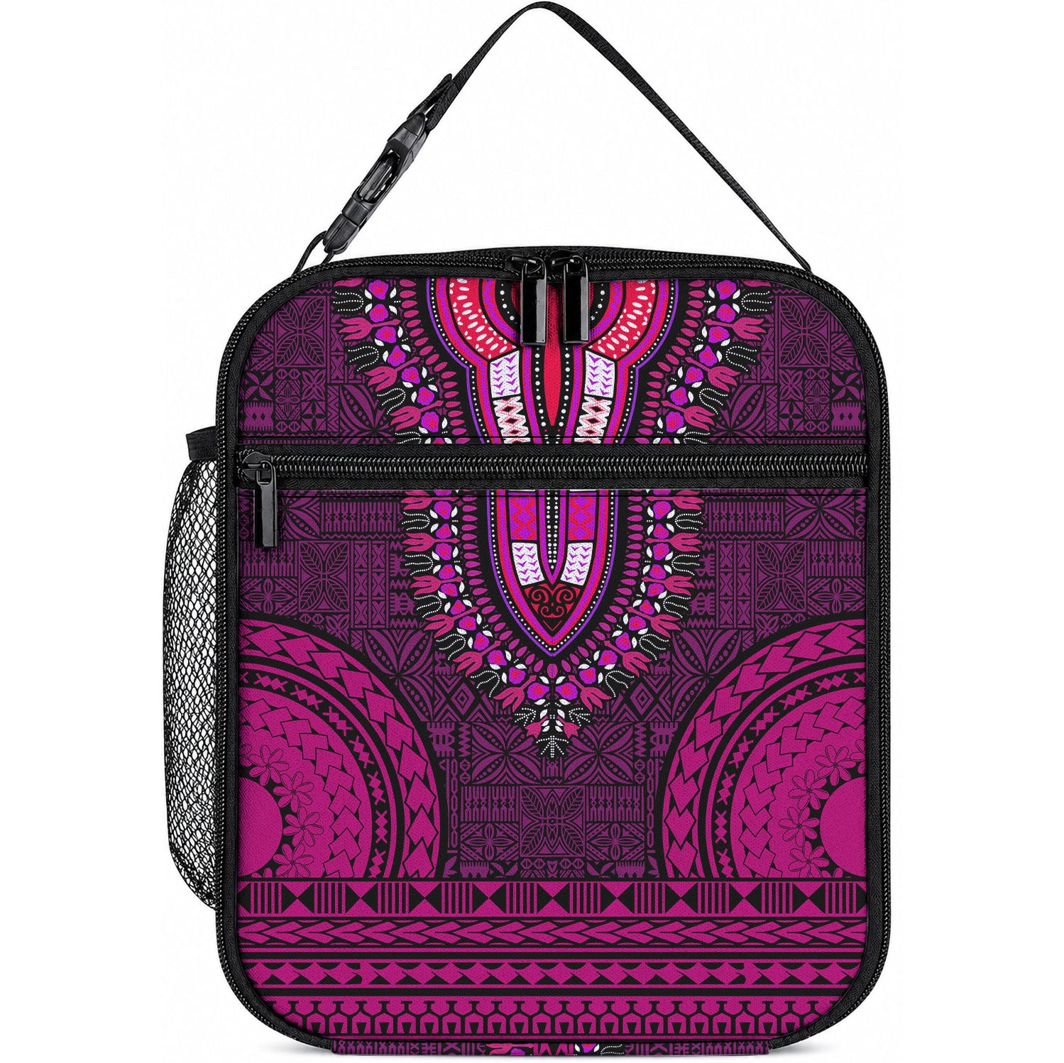 African Dashiki With Tapa Pattern - Pink Lunch Bag LT9 10.2 × 8.3 × 4.3 inch Pink - Polynesian Pride