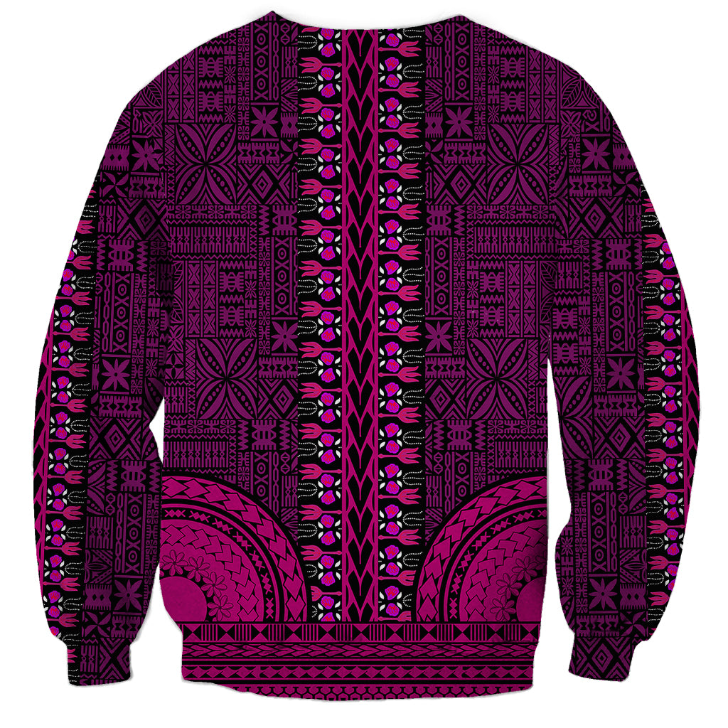 African Dashiki Sweatshirt With Tapa Pattern - Pink LT9 - Polynesian Pride