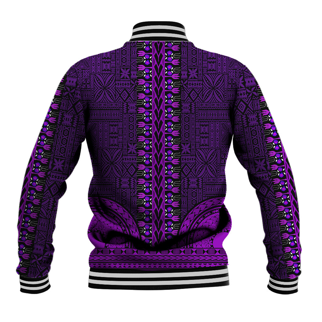 African Dashiki Baseball Jacket With Tapa Pattern - Purple LT9 - Polynesian Pride