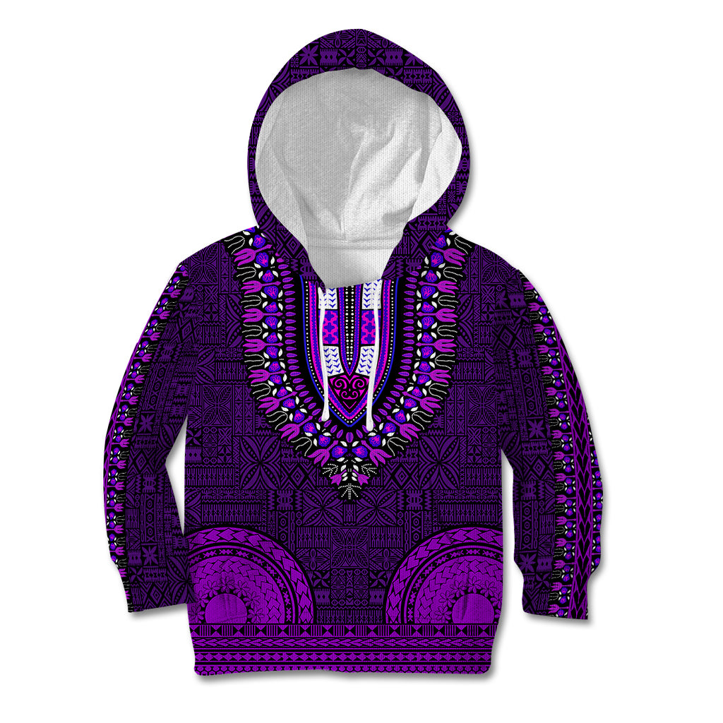 African Dashiki Kid Hoodie With Tapa Pattern - Purple LT9 Purple - Polynesian Pride