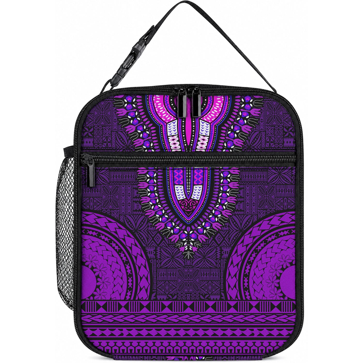 African Dashiki With Tapa Pattern - Purple Lunch Bag LT9 10.2 × 8.3 × 4.3 inch Purple - Polynesian Pride
