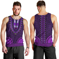 African Dashiki Men Tank Top With Tapa Pattern - Purple LT9 - Polynesian Pride